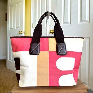 Bally Boothbay Stylish Multicolor Fabric with Leather Trim, Tote or Satchel Bag